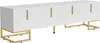 A white TV stand with gold legs and handles against a white background. Produktbild-Vorschau