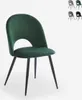 A single green velvet dining chair with black legs, shown against a white background. Anteprima dell’immagine prodotto