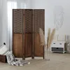 Homestyle4u Paravent Raumteiler 3 teilig Holz Braun Rattan Produktbild-Vorschau 1