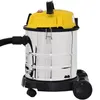 A wet and dry vacuum cleaner with a stainless steel tank and yellow lid, shown against a white background. Produktbild-Vorschau