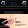 A close-up of an oven's control panel and a hand interacting with a dial, with marketing text. Produktbild-Vorschau