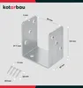 A metal U-shaped bracket with dimensions and screws shown, presented on a light gray background. Produktbild-Vorschau