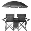 Chaise de camping double avec parasol et sac isotherme, Voir les images du produit 3