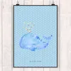 Mr. & Mrs. Panda Bild Wal Konfetti DIN A3 - Blau Pastell - Produktbild-Vorschau 2