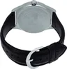 The back of a watch with a black leather strap and a silver buckle. Produktbild-Vorschau