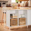 A kitchen island with storage, bar stools, and kitchenware in a bright, modern kitchen setting. Náhľad obrázku produktu