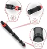 A black and red adjustable pull-up bar with close-up insets highlighting features like a locking mechanism, water resistance, and grip texture. Náhled obrázku produktu