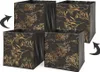 Four black storage boxes with a gold floral pattern are arranged in a group, with arrows indicating rotation or assembly. Náhled obrázku produktu