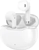 A pair of white wireless earbuds in their charging case. Produktbild-Vorschau