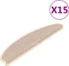 vidaXL Tapis d'escalier 15 pcs. 65x21x4 cm blanc et marron Voir les images du produit 1
