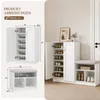 MinteLiv Schuhschrank L-Form Weiß mit Sitzbank und 9 Produktbild-Vorschau 2