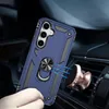 A hand holding a blue phone case with a ring holder, which is attached to a magnetic car mount on a car air vent. Produktbild-Vorschau
