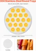 A round stainless steel tray filled with sliced oranges, with a measurement scale below and a separate image of fruit rolls. Podgląd zdjęcia produktu