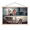 MuchoWow® Textilposter Auto - Oldtimer - Frau 60x40 cm mit Produktbild-Vorschau 1