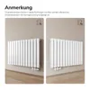 Two images of a white radiator mounted on a wall, one showing it mounted higher and the other lower, with text explaining mounting options. Produktbild-Vorschau