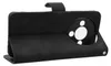 A black flip wallet case for a smartphone, shown open. Anteprima dell’immagine prodotto