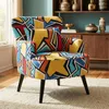 Fauteuil Salon Vintage Coloré, Oreilles Pieds Bois Fauteuil Voir les images du produit 1