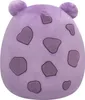A close-up, front-facing view of a purple plush toy with darker purple spots. Podgląd zdjęcia produktu