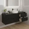 RODAN | Szafka pod umywalkę - Czarna - 160 cm - Z Blatem - Podgląd zdjęcia produktu 3
