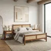 Massivholzbett CEFIRA 140x200 cm mit Rattangeflecht, Produktbild-Vorschau 1
