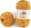 Two balls of yellow yarn are shown against a white background. One ball is in the foreground, slightly to the left, and the other is behind it, to the right. Podgląd zdjęcia produktu