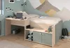 A child's bedroom with a loft bed, desk, and storage. Produktbild-Vorschau