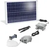 A solar panel and pond aeration kit laid out on a white background. Produktbild-Vorschau