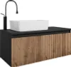 Easy4You Unterschrank WOTA 100 cm Matt Schwarz/Eiche Produktbild-Vorschau 1