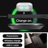 A diagram illustrating wireless charging of a phone and earbuds, with text overlays and a separate image of a laptop and tablet. Podgląd zdjęcia produktu