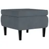 The Living Store Hocker mit Holzbeinen Dunkelgrau Samt Produktbild-Vorschau 3