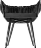 The underside of a black upholstered chair with metal legs. Produktbild-Vorschau
