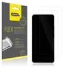A product package for screen protectors is shown next to a smartphone with screen protectors applied. Produktbild-Vorschau