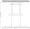 Diagram showing the dimensions and adjustable height of a pendant light. Voir les images du produit