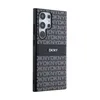 A black and gray DKNY phone case with a repeating logo pattern. Voir les images du produit