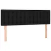A black upholstered headboard with wooden legs against a white background. Produktbild-Vorschau
