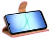 A pink flip case for a smartphone is shown open, displaying the phone's screen. Produktbild-Vorschau