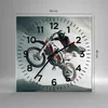 Wanduhr - Quadrat - Glasuhr - Motor Sport Helm - 40x40cm - Produktbild-Vorschau 3