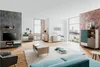 A modern living room with a TV stand, coffee table, sofa, and storage cabinets. Produktbild-Vorschau
