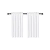 Two white curtains hanging on a dark curtain rod against a white background. Produktbild-Vorschau