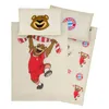 A close-up shot of FC Bayern München themed baby bedding, featuring a cartoon bear mascot. Produktbild-Vorschau