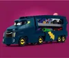 A toy truck carrying smaller toy cars, with a purple background. Anteprima dell’immagine prodotto