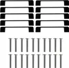 A set of black cabinet handles and screws are laid out on a white background. Produktbild-Vorschau
