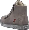 A single gray Rieker boot is shown from the side and back. Produktbild-Vorschau