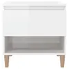 A white nightstand with wooden legs against a white background. Náhled obrázku produktu