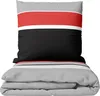 Baumwolle Bettwäsche Set 135x200 cm 80x80 cm Grau Rot Produktbild-Vorschau 1