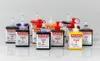 A collection of small bottles of colored liquid pigment. Produktbild-Vorschau