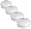 A set of four white smoke detectors arranged diagonally on a white background. Produktbild-Vorschau