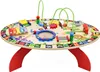 A wooden activity table for children with various educational and sensory features. Produktbild-Vorschau