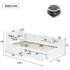A diagram of a white bed frame with dimensions indicated by lines and numbers. Náhled obrázku produktu
