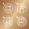 Four circular diagrams illustrating the steps for using a condom. Voir les images du produit